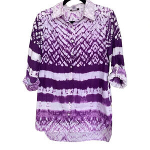CW Classics Women's Purple & White Tie Dye TCU Horned Frogs Blouse Size Medium